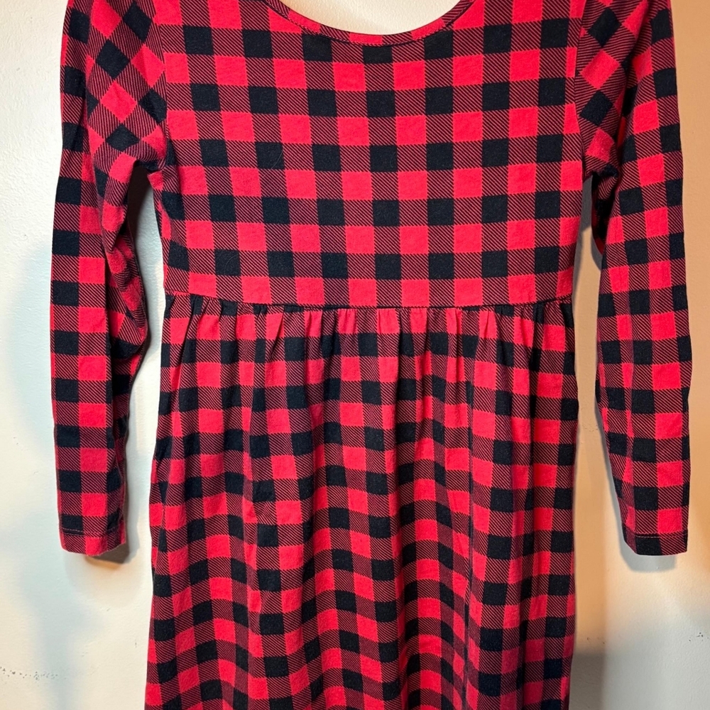 🔥Old Navy🩷Long SleeveBuffalo Plaid Dress Girl Size 8